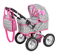 Carrozzina per Bambole con Gondola - Manico Regolabile 33-63 cm - Per Bambole fino a 41 cm - Ruote in Schiuma Silenziose - Leggera e Stabile - Kinderplay KP0261S