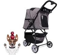 Carrozzina per cani Passeggino da viaggio per animali domestici Grande carrello a 3 ruote | Carico entro 20 kg di peso passeggino pieghevole per cani (blu) (grigio)