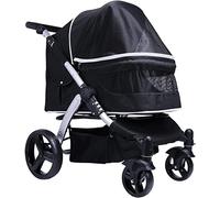 Carrozzina per cani Passeggino da viaggio per animali domestici per cani di taglia grande/2 gatti Passeggino per animali domestici in tessuto Oxford traspirante Lega di alluminio Carico 30 kg (Grigi