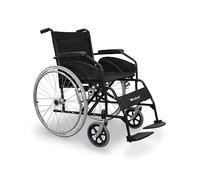 Carrozzina pieghevole da trasferimento WELLCORE, Telaio in acciaio, Leggera e compatta, Ruote piene, Freni azionati dalla maniglia, Schienale pieghevole, Larghezza seduta 46 cm, Fino a 100 kg