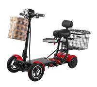 Carrozzina Pieghevole Elettrica A Quattro Ruote｜Scooter Portatile Per Anziani｜Sedia Da Viaggio Transit A Più Marce(Red,36V 15.6A)