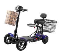 Carrozzina Pieghevole Elettrica A Quattro Ruote｜Scooter Portatile Per Anziani｜Sedia Da Viaggio Transit A Più Marce(Blue,36V 10.4A)