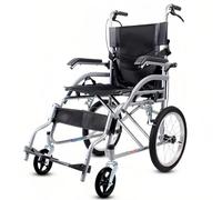 Carrozzina Pieghevole Leggera - Sedia A Rotelle In Acciaio Ad Alto Tenore Di Carbonio Con Freno A Mano, Braccioli E Poggiapiedi - Sedie Rotelle Per Adulti E Disabili(Silver)