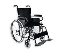 GIMA - Carrozzina Basic in tessuto nylon nero, struttura a doppio incrocio e seduta 41 cm, 43220