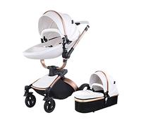 Carrozzine Passeggino 3 in 1 Triciclo Girello Passeggino alto Paesaggio Passeggini pieghevoli Carrello per bambini Carrozzina per bambini 0-36 mesi (Bianco 2 in 1)