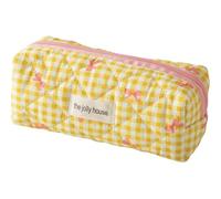 Carry bloom Astuccio per matite carino per ragazze astuccio estetico con cerniera astuccio per penne forniture scolastiche borsa per trucco, Fiocco a Scacchi Giallo, Astuccio carino