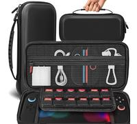 RUEIURI Carry Case for Nintendo Switch 2 Hard Case, Shockproof EVA Leather Carrying Case with Game Card Slots & Screen Protector Waterproof Travel Pouch for Switch Console (EVA PU Shell)