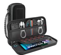 ＲＵＥＩＵＲＩ Carry Case for Nintendo Switch 2 Hard Case, Shockproof EVA Leather Carrying Case with Game Card Slots & Screen Protector Waterproof Travel Pouch for Switch Console (EVA Shell)