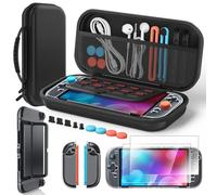 Carry Case for Nintendo Switch 2 - Portable Hard Shell Slim Carry Case with 2 HD Screen Protectors, Crystal Shell Skin, Dust Plugs Kit, 4 Thumb Grips - Switch 2 Slim Travel Case & Accessories Bundle