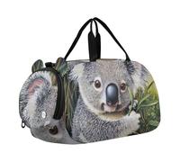 Carry on Duffel Bag Boy Beautiful Snowman Inverno Weekender Pernottamento Ragazze Tote Duffle Bags Viaggio con Tracolla, Foglie verdi koala carine, classico
