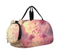 Carry on Duffel Bag Boy Beautiful Snowman Inverno Weekender Pernottamento Ragazze Tote Duffle Bags Viaggio con Tracolla, Dreamy Flamingos Cuori Tramonto Rosa, classico
