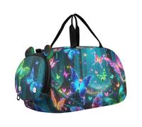 Carry on Duffel Bag Boy Beautiful Snowman Inverno Weekender Pernottamento Ragazze Tote Duffle Bags Viaggio con Tracolla, Magiche farfalle fosforescenti al neon, classico