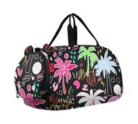 Carry on Duffel Bag Boy Classic Rosso Nero Plaid Pernottamento Weekender Duffel Ragazze Tote Duffle Bags Viaggio con Tracolla, Palme colorate vibranti, classico