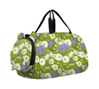 Carry on Duffel Bag Boy Fiori Rosa Rose Verde Blu Borse Da Pernottamento Del Bambino Ragazze Tote Duffle Bags Viaggio Bambini Danza Duffle, Fiori di campo Margherite Bianche Giallo, classico