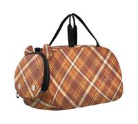 Carry on Duffel Bag Boy Pernottamento Weekender Duffel Colorful Tortoise Print Yellow Duffle Bags per Viaggio Tote Bagagli Bambini Sport, Plaid Stripes Marrone arancione, classico