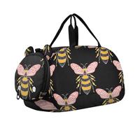 Carry on Duffel Bag Boy Smile Dogs Colorful Ossa Stampa Borse da notte Borse da viaggio Borse da viaggio Tote Bambini Duffle, Bella carta da parati con api nere, classico