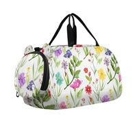 Carry on Duffel Bag Boy Smile Dogs Colorful Ossa Stampa Borse da notte Borse da viaggio Borse da viaggio Tote Bambini Duffle, Varietà Fiori Colorati Piante, classico