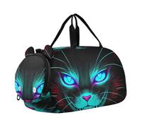 Carry on Duffel Bag Boy St Patrick's Day Cute Puppy Kitten Toddler Weekender Bags Girls Duffle Bags for Travel Kids Duffle Bag, Gatto Nero Blu Occhi Luminosi, classico