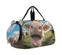 Carry on Duffel Bag Boy Weekender borsone da viaggio per borsa da viaggio con tracolla farfalla margherita stampa primavera, Carino mucche felici, classico