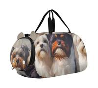 Carry on Duffel Bag per Ragazzi Asino Carino Cartone Animato Cavallo Pernottamento Weekender Duffel Ragazze Duffle Bags Travel Tote Sport Dance Bag, Carino Lhasa Apso cani ritratto di gruppo, classico