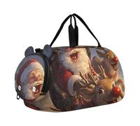 Carry on Duffel Bag per Ragazzi Asino Carino Cartone Animato Cavallo Pernottamento Weekender Duffel Ragazze Duffle Bags Travel Tote Sport Dance Bag, Natale Babbo Natale cervo alce, classico