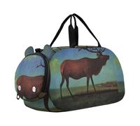 Carry on Duffel Bag per Ragazzi Blue Dancers Edgar Degas Stampe Weekender Pernottamento Ragazze Tote Duffle Bags Bagagli Da Viaggio Bambini Sport, Stampa Bierstadt Albert Elk, classico