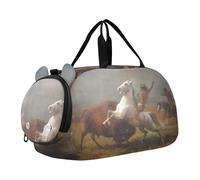 Carry on Duffel Bag per Ragazzi Blue Dancers Edgar Degas Stampe Weekender Pernottamento Ragazze Tote Duffle Bags Bagagli Da Viaggio Bambini Sport, Albert Bierstadt Studiare Ultimo Buffalo, classico