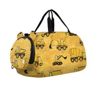 Carry on Duffel Bag per Ragazzi Borse Da Pernottamento Bambino Elegante Oche Cappelli Color Carne Borse Da Viaggio Borse Da Viaggio Ragazze Tote Bambini Bagagli Borsa Sportiva, Giallo Veicoli da