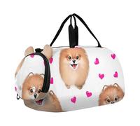 Carry on Duffel Bag per Ragazzi Borse Da Pernottamento Bambino Elegante Oche Cappelli Color Carne Borse Da Viaggio Borse Da Viaggio Ragazze Tote Bambini Bagagli Borsa Sportiva, Cute Dogs Cuori Bianco