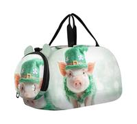 Carry on Duffel Bag per Ragazzi Giocoso Gattino Grigio Arte Bambino Weekender Borse Da Viaggio Duffle Borse Ragazze Tote Dance Duffle Bag, Cute Piglet Wear Verde, classico