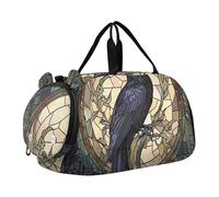 Carry on Duffel Bag Ragazzi Cactus Fiori Borse Da Pernottamento Duffle Borse Duffle per Ragazze Per Viaggi Palestra Duffle Bambini Bagagli, Vetro colorato modello corvo, classico