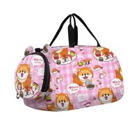 Carry on Duffel Bag Ragazzi Carino Koala Natale Verde Regalo Weekender Pernottamento Ragazze Tote Duffle Bags Viaggio Bambini Duffle Bag, carino Shiba Inu Puppy Cibo rosa, classico