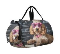 Carry on Duffel Bag Ragazzi Divertente Grasso Gatto Grigio Borse Durante La Notte Del Bambino Ragazze Tote Duffle Borse Da Viaggio con Scomparto Scarpa, Funny Poodle Glasses Libri, classico