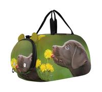 Carry on Duffel Bag Ragazzi Divertente Grasso Gatto Grigio Borse Durante La Notte Del Bambino Ragazze Tote Duffle Borse Da Viaggio con Scomparto Scarpa, Graziosi fiori di labrador al, classico