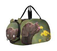 Carry on Duffel Bag Ragazzi Divertente Grasso Gatto Grigio Borse Durante La Notte Del Bambino Ragazze Tote Duffle Borse Da Viaggio con Scomparto Scarpa, Curioso Labrador Puppy Tarassaco, classico