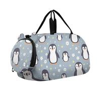 Carry on Duffel Bag Ragazzi Pappagallo Tropicale Amore Uccelli Borse Durante la Notte Del Bambino Ragazze Tote Duffle Borse Viaggio Bambini Danza D, Pinguini Carino Blu, classico