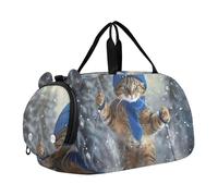 Carry on Duffel Bag Ragazzi Pappagallo Tropicale Amore Uccelli Borse Durante la Notte Del Bambino Ragazze Tote Duffle Borse Viaggio Bambini Danza D, Divertente gatto sciare, classico