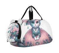 Carry on Duffel Bag Ragazzi Pappagallo Tropicale Amore Uccelli Borse Durante la Notte Del Bambino Ragazze Tote Duffle Borse Viaggio Bambini Danza D, Gatto divertente gattino moda, classico