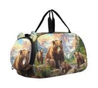 Carry on Duffel Bag Ragazzi Pappagallo Tropicale Amore Uccelli Borse Durante la Notte Del Bambino Ragazze Tote Duffle Borse Viaggio Bambini Danza D, Orso bruno selvat, classico