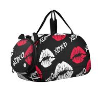 Carry on Duffel Bag Ragazzi Pernottamento Weekender Duffel Foglie Utopia Astratto Viaggio Duffle Borse Ragazze Tote Palestra Duffle Bambini Bagagli, Valentine Rossetto Rosso Kiss XOXO, classico