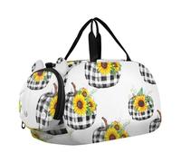 Carry on Duffel Bag Ragazzi Pernottamento Weekender Duffel Foglie Utopia Astratto Viaggio Duffle Borse Ragazze Tote Palestra Duffle Bambini Bagagli, Girasoli scozzesi bianchi zucche, classico