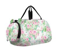 Carry on Duffel Bag Ragazzi Pernottamento Weekender Duffel Ragazze Duffle Bags Travel Tote Sport Duffle Bag Cute Elephant Flowers Bianco, Rose Rosa Floreale Foglie, classico