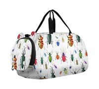 Carry on Duffel Bag Ragazzi Pernottamento Weekender Duffel Ragazze Duffle Bags Travel Tote Sport Duffle Bag Cute Elephant Flowers Bianco, Colorato scarabeo insetti bianco, classico