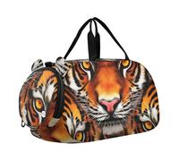 Carry on Duffel Bag Ragazzi Pernottamento Weekender Duffel Viaggio Duffle Borse Ragazze Tote Duffle Bag per Bambini Giallo Girasole Nero Bianco Griglia, Tigri ipnotizzanti, classico