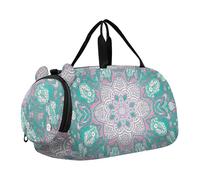 Carry on Duffel Bag Ragazzi Pernottamento Weekender Duffel Viaggio Duffle Borse Ragazze Tote Duffle Bag per Bambini Giallo Girasole Nero Bianco Griglia, Mandala verde foglia di tè, classico