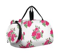 Carry on Duffel Bag Ragazzi Pernottamento Weekender Duffel Viaggio Duffle Borse Ragazze Tote Duffle Bag per Bambini Giallo Girasole Nero Bianco Griglia, Belle rose rosa, classico