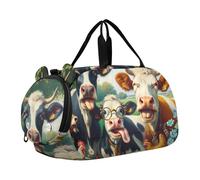 Carry on Duffel Bag Ragazzi Piglets Famiglia Fango Stampa Pernottamento Weekender Duffel Ragazze Duffle Bags Travel Tote Bagagli Bambini Sport, Funny Farm Animals Mucca, classico