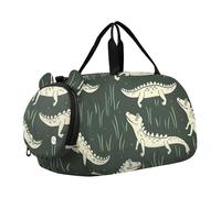 Carry on Duffel Bag Ragazzi Piglets Famiglia Fango Stampa Pernottamento Weekender Duffel Ragazze Duffle Bags Travel Tote Bagagli Bambini Sport, Stampa giungla coccodrillo verde, classico