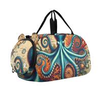 Carry on Duffel Bag Ragazzi Retro Polpo Compass Art Toddler Weekender Borse Da Viaggio Duffle Borse Ragazze Tote Dance Duffle Bag, Arte retrò con bussola polpo, classico