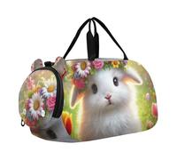 Carry on Duffel Bag Ragazzi Weekend Duffel Pernottamento Ragazze Duffle Bags Travel Tote Dance Duffle Bag Romantic Cat Titanic Love, Corona floreale coniglietto pasquale, classico